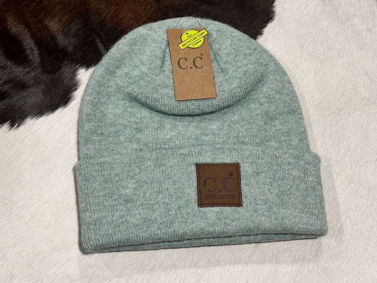 CC Beanie Unisex Soft Ribbed Leather Patch