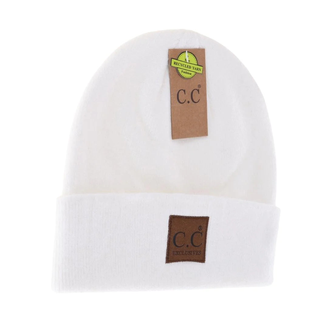 CC Beanie Unisex Soft Ribbed Leather Patch