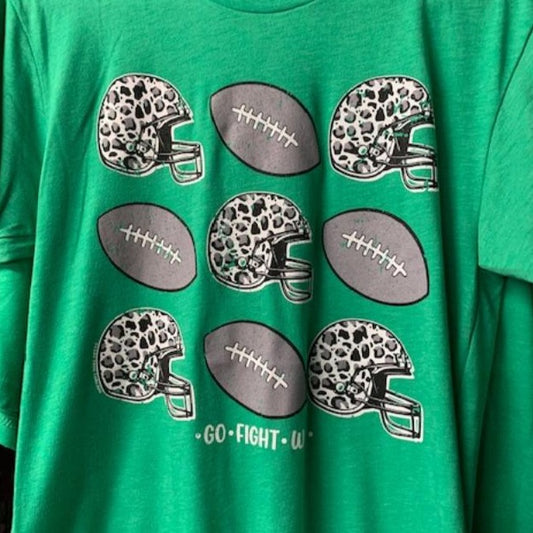 Texas True Threads Leopard Helmets Tee -Green